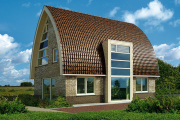 Современный дом с черепицей Piemont рустикальной